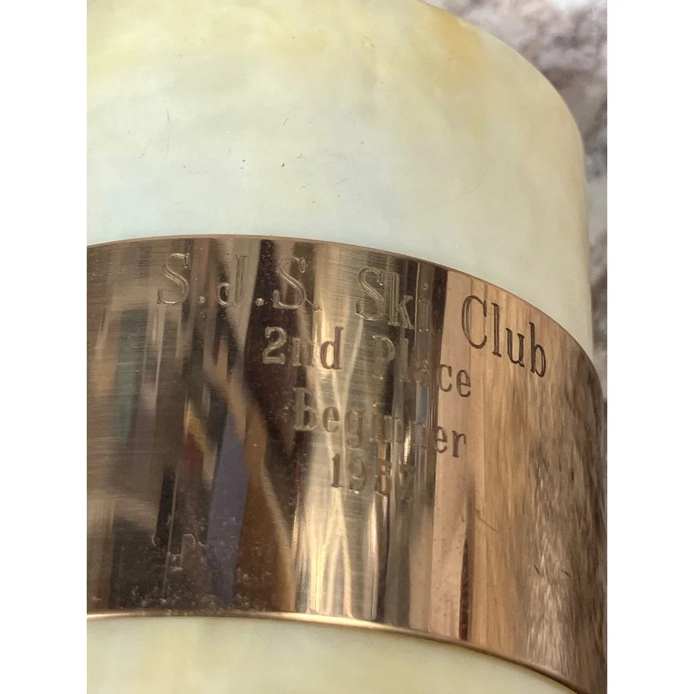 Vintage 1957 S.J.S. Ski Club 2nd Place Beginner Trophy La Monaco San Jose Gold